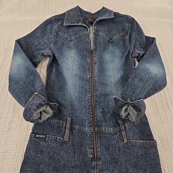 U.S. Polo Assn. Full Zip Stretch Denim Jumpsuit Women's 7/8 Long Sleeve EUC - Picture 6 of 16